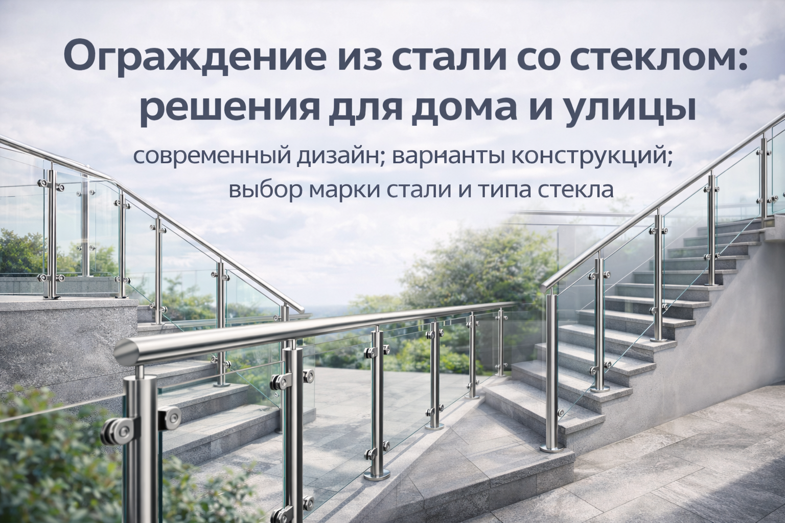 Ограждения из нержавеющей стали и стекла — примеры конструкций и выбор материалов