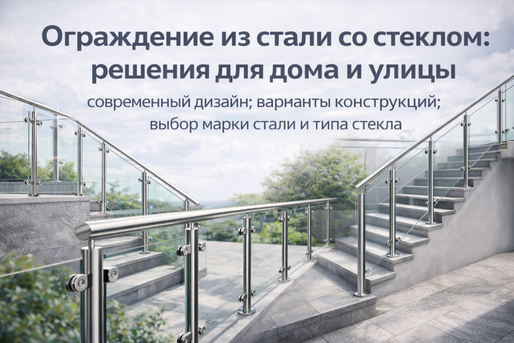 Ограждения из нержавеющей стали и стекла — варианты для дома и улицы, выбор конструкции и материалов